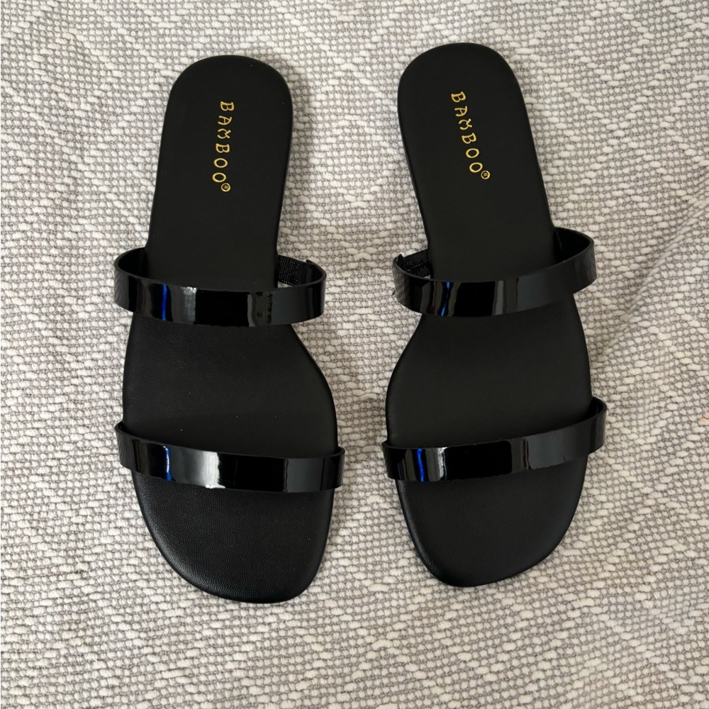BAMBOO Glossy Black Women's Sandals